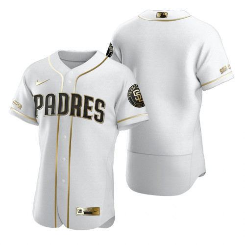 Men's San Diego Padres Blank 2020 White Golden Flex Base Stitched MLB Jersey